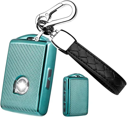 Funda para llavero de automóvil con textura de fibra de carbono de TPU con llavero que se adapta a Volvo XC90, XC60, XC40, S60, S90, V90, V60,