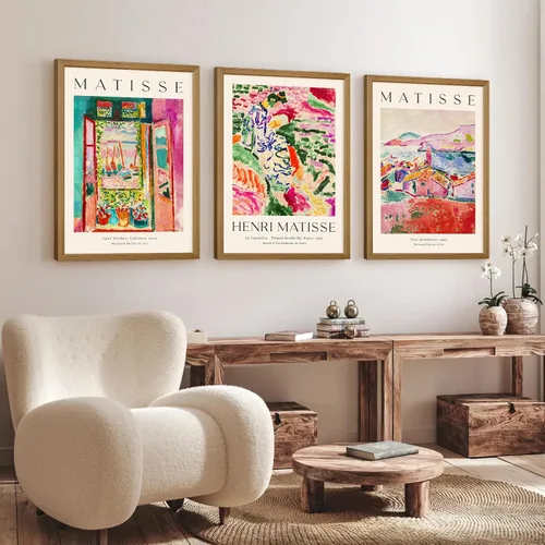 Miniatura 3 de Henri Matisse - Juego de 3 impresiones artísticas de pared de Matisse para decoración de pared, póster estético de lienzo colorido abstracto rosa