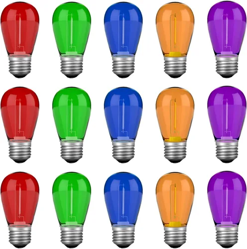 Miniatura 10 de VISTERLITE Paquete de 24 bombillas LED S14 de Navidad, color rojo y verde, de plástico irrompibles, de 1 vatio, bombillas de repuesto para luces