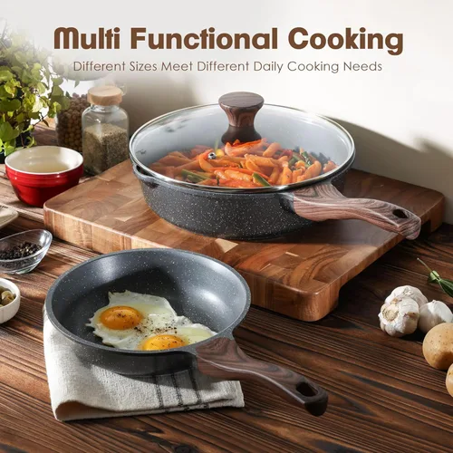 Miniatura 5 de SENSARTE Sartenes antiadherentes con revestimiento de granito suizo, sartenes para tortilla, juego de ollas de cocina saludables para chef, libres