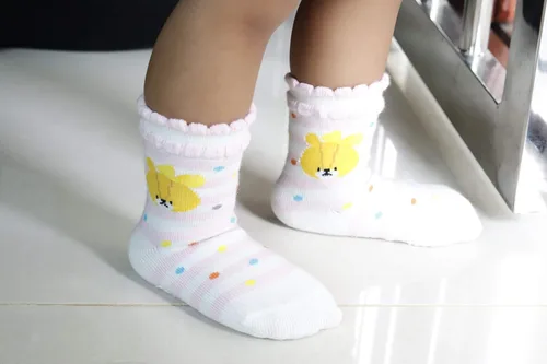 Miniatura 4 de RATIVE Non Skid Anti Slip Cotton Dress Crew Socks With Grips For Baby Infant Toddler Kids Girls