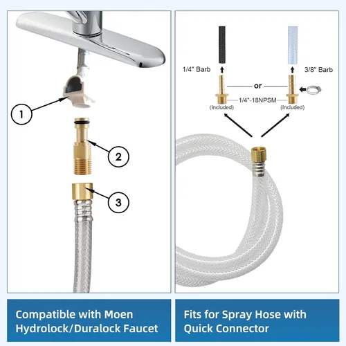 Miniatura 3 de iFealClear Pulverizador lateral universal de cocina compatible con grifo Moen, reemplazo del rociador de grifo de fregadero de cocina con conector