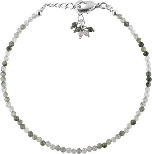 Miniatura 30 de Natural Gemstone Micro Round Beads Dainty Choker Bangle Bracelet, Handmade Jewelry for Women, Healing Chakra Crystals Silver Plated Chain 8 inch