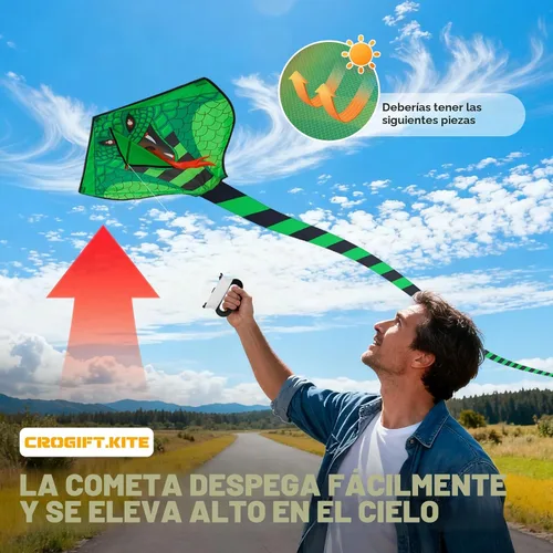 Miniatura 5 de Paquete de 4 cometas – Cometa grande de dragón de fuego, serpiente verde, pez diablo, molusco rojo, pulpo con cola larga y colorida para niños