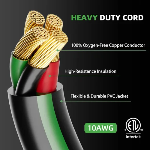Miniatura 3 de Cable de extensión generador de 4 clavijas de 30 amperios de 10 pies, NEMA L14-30P/L14-30R, 125/250 voltios hasta 7500 vatios, cable de alimentación