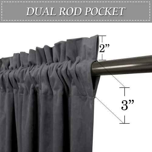 Miniatura 111 de RYB HOME Cortinas opacas de terciopelo para dormitorio, aislamiento térmico, privacidad, luz solar, bloqueo de calor, cortinas lujosas con bolsillo