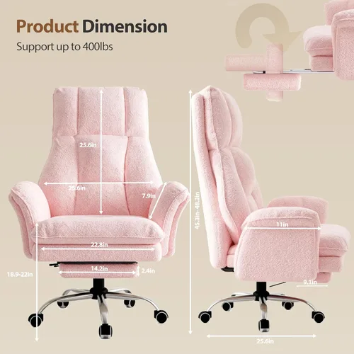 Miniatura 8 de Silla de oficina grande y alta, reposabrazos abatibles para mascotas y sentarse con las piernas cruzadas, silla ergonómica ejecutiva