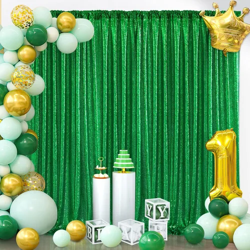 Miniatura 14 de Cortinas con lentejuelas doradas, 2 unidades de 2 x 8 pies, con brillantina, telón de fondo para bodas Rojo