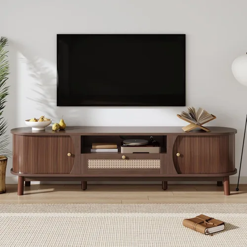 Miniatura 11 de Soporte de TV moderno de 70.8 pulgadas para televisores de hasta 80 pulgadas, centro de entretenimiento con 3 cajones y 2 gabinetes, diseño