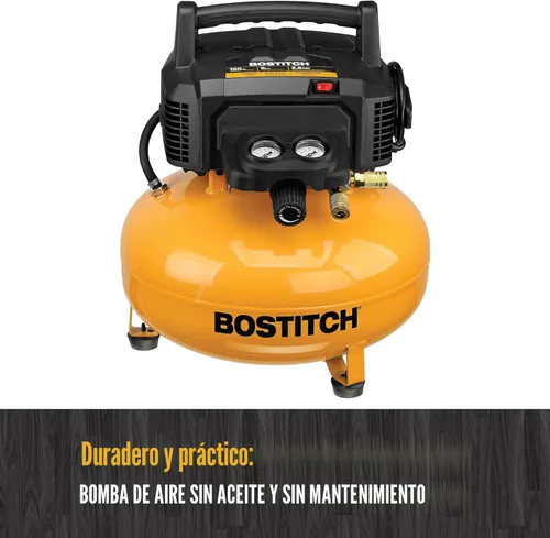 Miniatura 3 de Bostitch Compresor de aire para panqueques de 6 galones y kit de accesorios de 13 piezas: manguera de aire, pistola de soplado y adaptador
