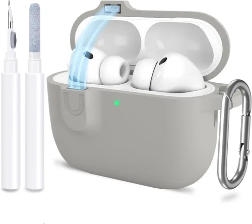 Miniatura 21 de Funda para AirPods Pro 3 con limpiador y protector de silicona suave con llavero para mujeres y hombres, funda para Apple AirPods Pro de 3ª Claro