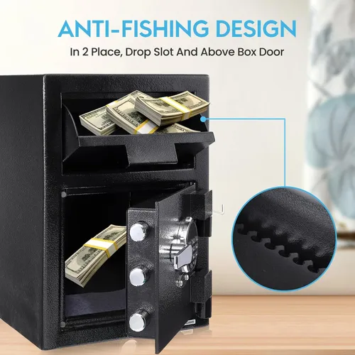Miniatura 4 de Caja de seguridad de acero con teclado electrónico, depósito digital, caja fuerte para el hogar con sistema de alarma, caja fuerte y caja