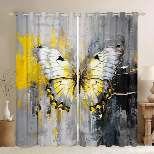 Miniatura 13 de jejeloiu Cortinas de oscurecimiento de libélula (2 paneles, 52 x 84 pulgadas), cortinas abstractas para dormitorio, sala de estar, arte moderno, 30%