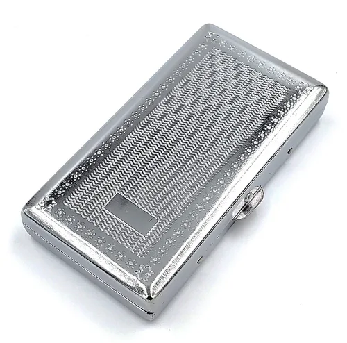 Miniatura 8 de Estuche para cigarrillos estilo victoriano, soporte metálico para bolsillo de tamaño regular, king y 100's, cartera de seguridad (PLN-S100, plateado)