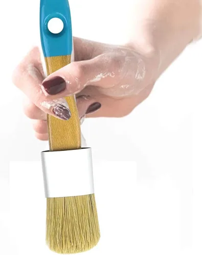Miniatura 8 de MAXMAN Pinceles de tiza para muebles, paquete de 2 pinceles pequeños para cera, cepillo para plantillas, pinceles profesionales de cerdas naturales