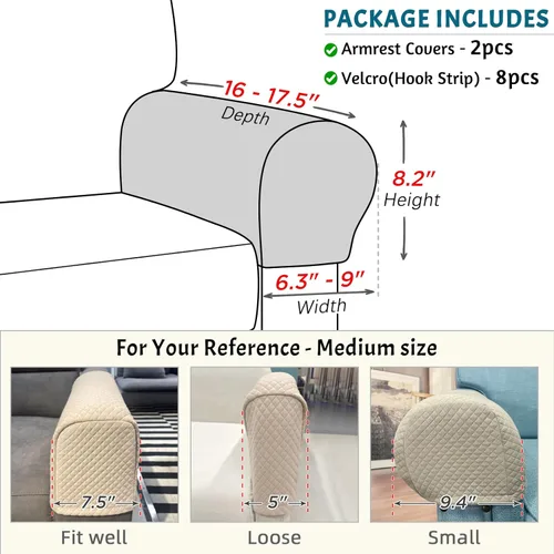 Miniatura 6 de Roytub Fundas para reposabrazos de sofá, fundas elásticas para reposabrazos de sofá, sillón, sofá biplaza, reclinable, funda para reposabrazos