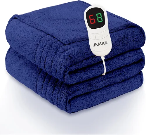 Miniatura 9 de JKMAX - Manta eléctrica con calefacción de tamaño queen, 84 x 90 pulgadas, 10 niveles de calefacción, 5 ajustes de tiempo, con protección contra