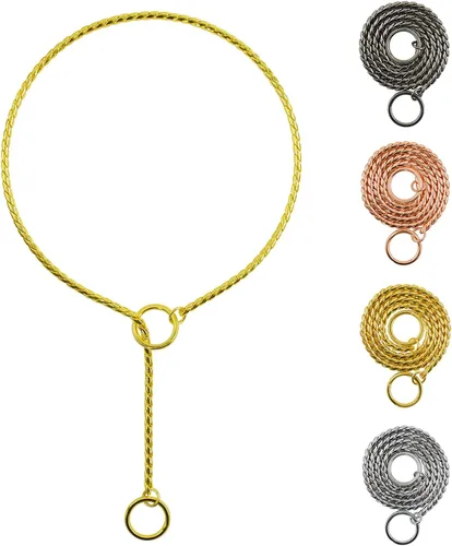 Miniatura 8 de Collar de estrangulador para perro resistente con cadena en P, collar de serpiente, antioxidante, collares de entrenamiento para perros pequeños
