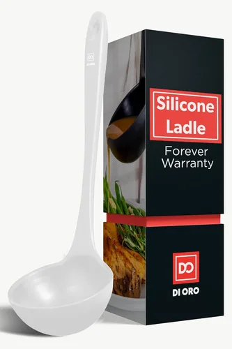 Miniatura 12 de DI ORO Cucharón de Silicona – Cucharón de sopa para cocinar y servir resistente al calor – Cucharón grande de sopa de cocina seguro para utensilios