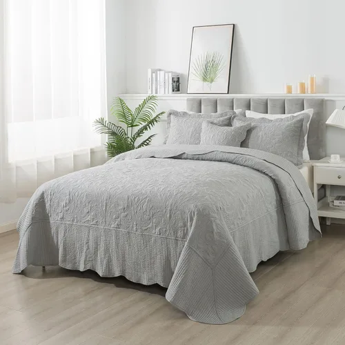 Miniatura 365 de HoneiLife - Juego de colcha de tamaño Queen, juego de ropa de cama de pana bordada de 3 piezas, colcha de lujo, ligera, cálida, para todas las Pana