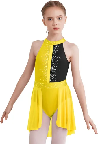 Miniatura 13 de CHICTRY Kids Girls Sparkly Rhinestone Ballet Gymnastics Leotards Modern Lyrical Dance Costume
