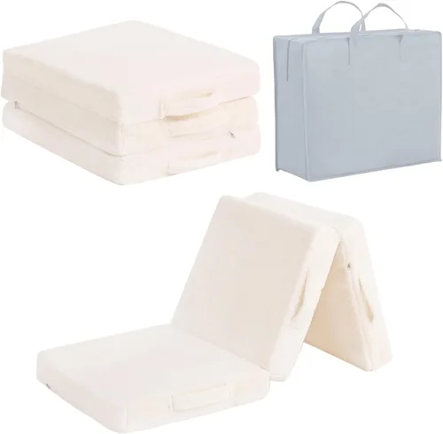 Miniatura 12 de Tiita Colchón de suelo plegable para niños, futón de felpa o tapete de suelo con bolsa de almacenamiento, tapete para siesta de piso para niños