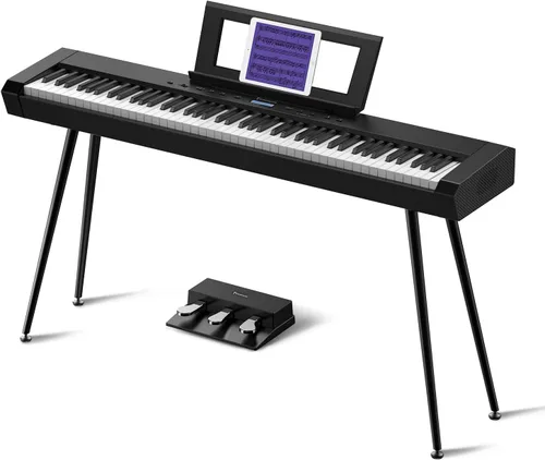 Starfavor Piano digital con peso completo de 88 teclas, teclado de piano eléctrico para principiantes, altavoces duales de 30 W, acción de martillo