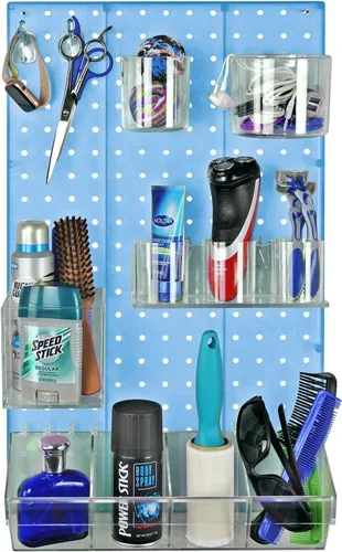 Miniatura 8 de Azar Displays 900942-GRE Kit organizador de pared multiusos de 12 piezas con un panel y surtido de accesorios: ganchos divisores, cilindros y tazas
