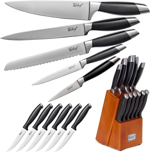 Miniatura 10 de Deco Chef Cuchillo de chef profesional de acero de Damasco de alto carbono de 8 pulgadas, 67 capas AUS-10, calidad japonesa afilada con mango