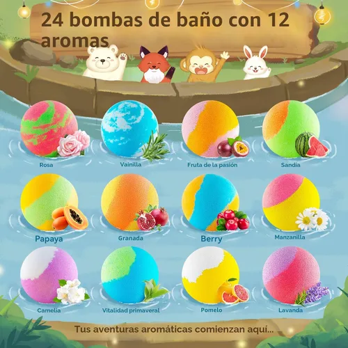Miniatura 6 de Bombas de baño para niños con sorpresa en el interior, paquete de 24 bombas de baño hechas a mano con juguetes terrestres y marítimos que brillan