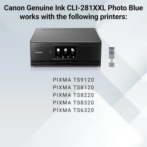 Miniatura 2 de Canon CLI-281 XXL Depósito de tinta azul fotográfico genuino*, compatible con impresoras de las series TS9120, TS8120, TS8220, TS8320 y TS6320 Azul