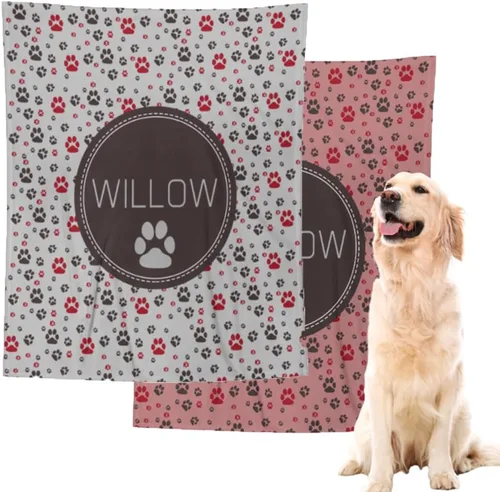 Manta personalizada para perros con nombre - Manta personalizada para cachorros para perros grandes, medianos y pequeños, manta suave y acogedora
