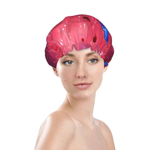 Miniatura 3 de Gorro de ducha con estampado de corazón abstracto, elástico y reutilizable, gorro de ducha grande impermeable, para mujeres, hombres y niños