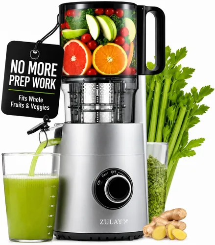 Miniatura 10 de Zulay Kitchen Exprimidor de prensa en frío – Exprimidor de masticación lenta de alto rendimiento de jugo con canal de alimentación extra ancho