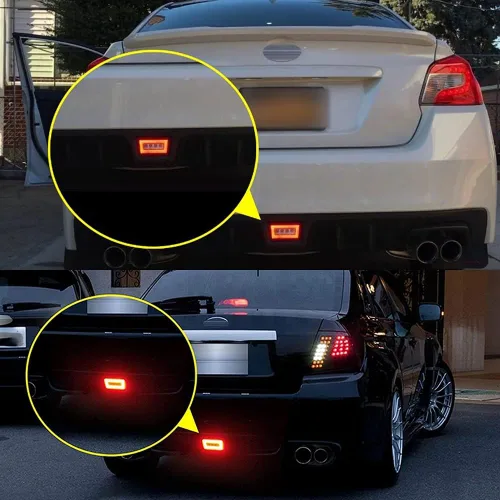 Miniatura 5 de Jinfili 3 en 1 lente roja LED antiniebla, lámpara de freno trasero, parachoques trasero, luz inversa, kit de lámpara compatible con Subaru WRX STI