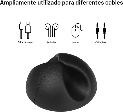 Miniatura 3 de Flezoo Sujetadores de Cables Clips para Cables, 12PCS Organizador de Cables Adhesivos Negros Soporte para Cargador Mantenedor de Gestión de Cables
