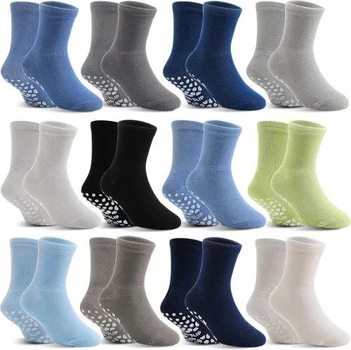 Miniatura 7 de 12 pares de calcetines antideslizantes de algodón para bebés, niños y niñas