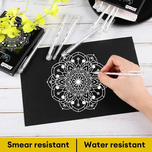 Miniatura 4 de Dyvicl Bolígrafos de gel blanco, punta fina de 0.031 in, bolígrafos de tinta de gel para dibujo de papel negro, bocetos, ilustración, colorear