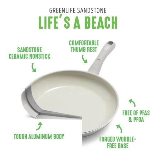Miniatura 3 de GreenLife Soft Grip - Sartén antiadherente de cerámica saludable de 8 pulgadas, sin PFAS ni PFOA, apta para lavavajillas, sartén para tortilla
