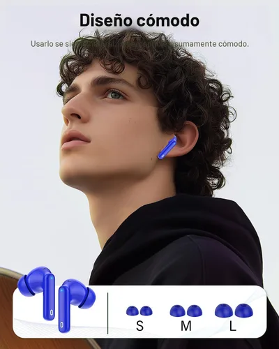 Miniatura 6 de Auriculares inalámbricos, Bluetooth 5.4, estéreo de bajos, auriculares con micrófono con cancelación de ruido, pantalla LED en el oído, llamadas Azul