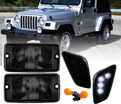 Miniatura 17 de USR 97-06 Wrangler TJ Faros LED de proyector redondos de 7" Pulgadas H6024 con carcasa negra 6024 Haz alto/bajo, faro sellado H6014 (Par) Compatible