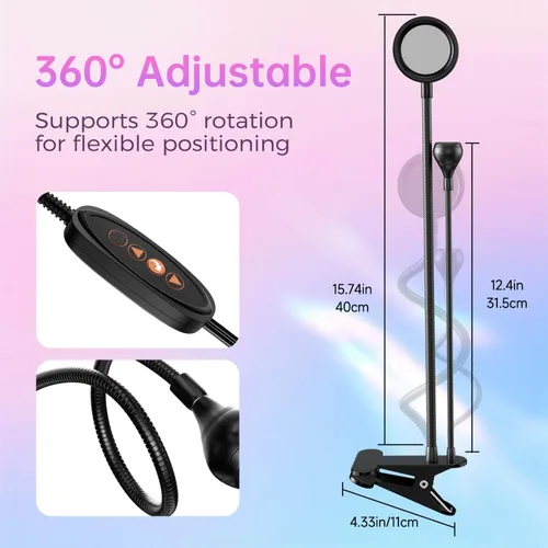 Miniatura 6 de Lámpara de uñas UV de doble cabezal para esmalte de gel, lámpara UV de curación flash, clip de cuello de cisne, luz LED para tecnología profesional