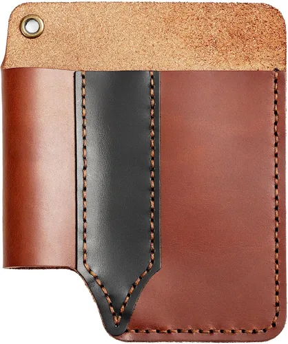 Miniatura 2 de Organizador de bolsillo de cuero para hombre, bolsa de herramientas EDC de cuero, funda hecha a mano, accesorios multiherramienta, marrón-plus