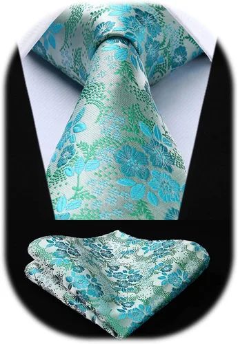 Miniatura 123 de Corbatas florales tejidas clásicas para hombre, corbata cuadrada de bolsillo, corbatas formales para hombres, boda con pañuelo