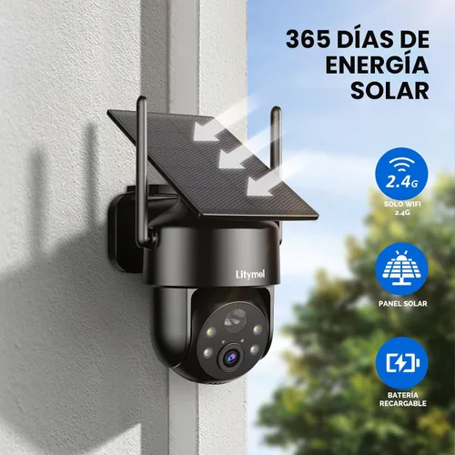 Miniatura 3 de LITYMOL Cámaras de seguridad WiFi 2K 2.4g inalámbricas para exteriores, cámaras solares de vista 360° para seguridad del hogar, visión nocturna a