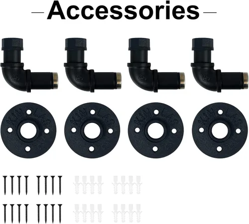 Miniatura 7 de HouseAid Soporte para toallas de hierro industrial, gancho rústico para bata de baño, estilo vintage, montaje en pared, negro mate (paquete de 4)