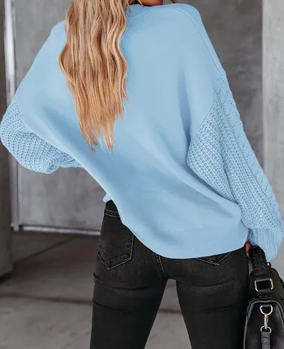 Miniatura 9 de ZESICA Women's 2024 Fall Long Sleeve Crew Neck Solid Color Cable Knit Chunky Casual Oversized Pullover Sweater Tops