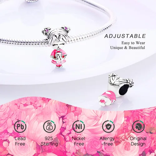 Miniatura 5 de NUJIFFY Cuentas de plata de ley 925 para pulseras y collares, cuentas de cristal para hermana de pasaporte de avión, pulseras de ángulo de corazón