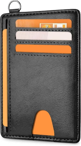 Miniatura 15 de Mayski Cartera delgada minimalista, soporte para tarjetas de crédito para mujeres y hombres, estuches para tarjetas con bloqueo RFID en el bolsillo