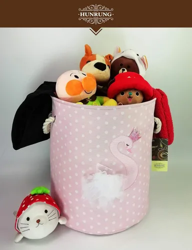Miniatura 6 de Cesta grande para ropa sucia, organizador de dibujos animados para guardería, juguetes, lavandería, ropa infantil, cestas de regalo (cisne)